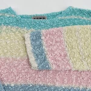 Vintage Pastel Boucle Textured 3/4 Sleeve Sweater‎ Fairy Kei Kawaii Size M